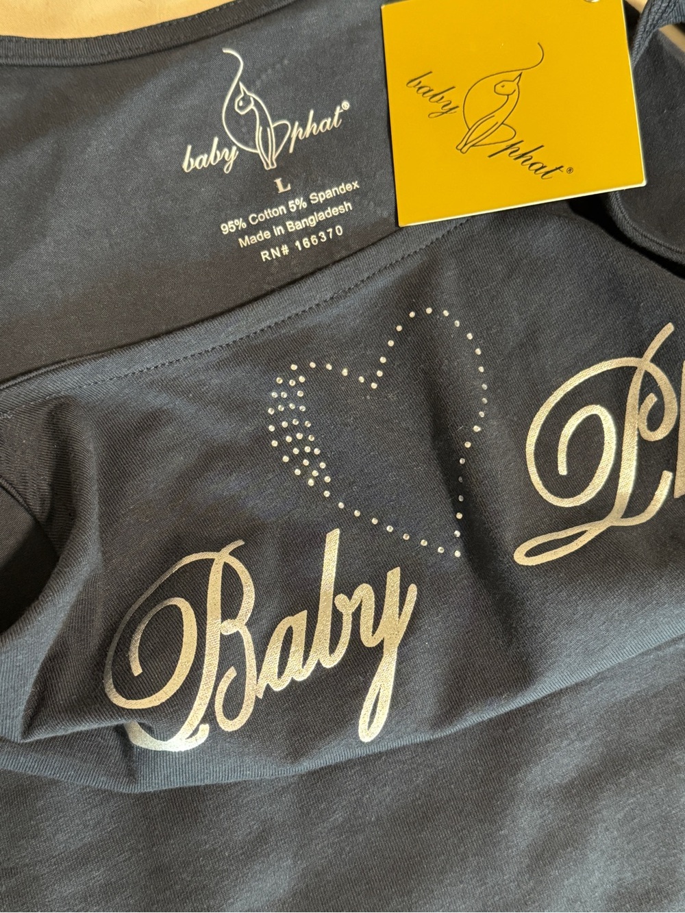 Baby Phat Rhinestone Heart Tank Top Navy Blue Size Large NWT - Picture 2 of 5